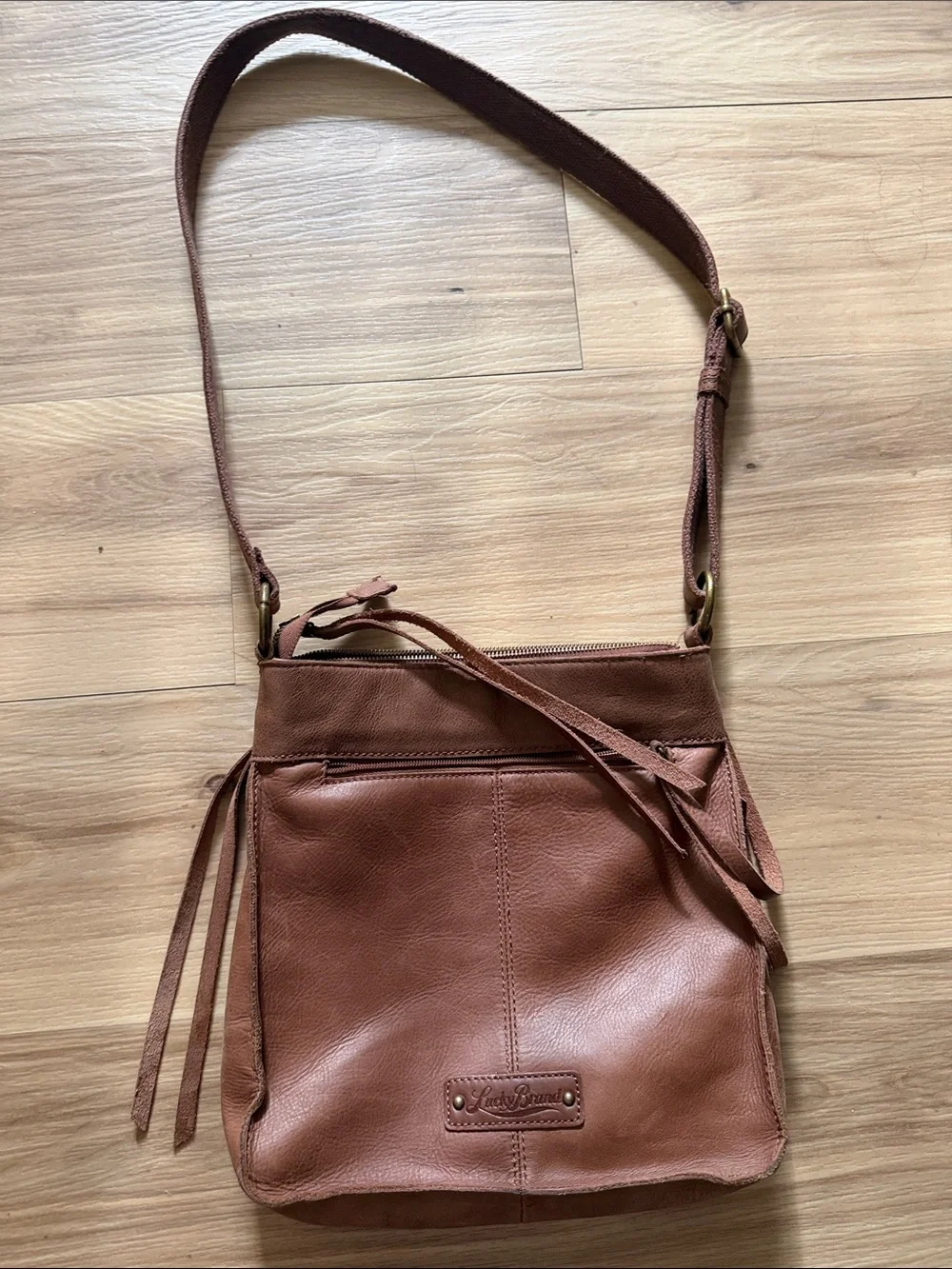 Lucky Brand Brown Leather Messenger Crossbody Bag
